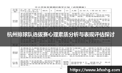 杭州排球队选拔赛心理素质分析与表现评估探讨